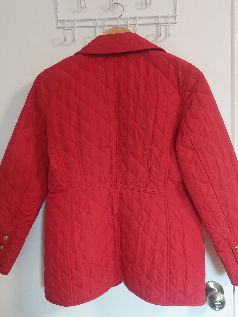 Chico's Quilted Red Button-Front Puffer Jacket - Picture 2 of 6